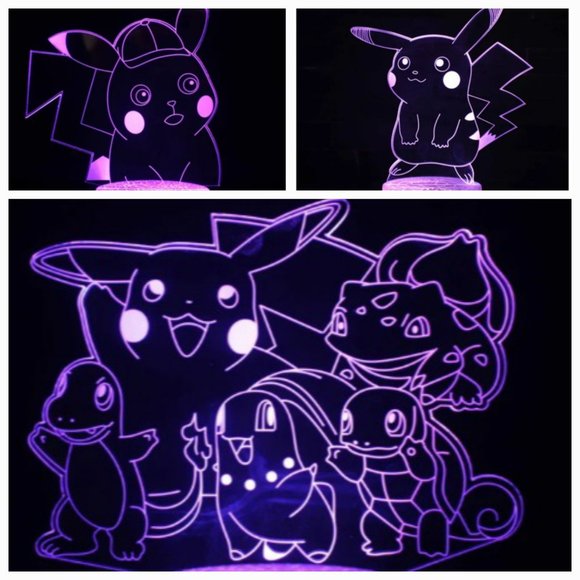 Pokemon Go 3D LED Lamp Colour Change Night light Table Lamp 3 Plates - Picture 1 of 14